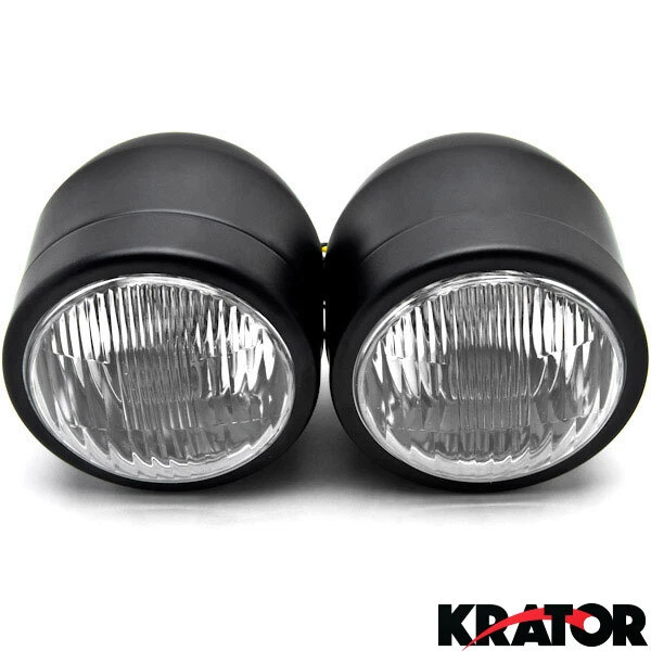 Farol de metal duplo preto motocicleta personalizado Dominator Streetfighter Project CBR - Imagem 3 de 4