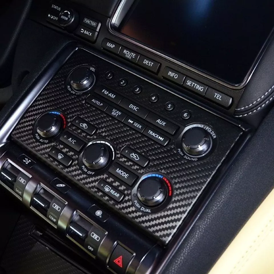 Cubierta envolvente del panel de control central de fibra de carbono apta para GTR R35 2008-2016 Foto 3 de 4