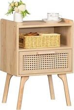 Bohemian Rattan Nightstand with Drawers