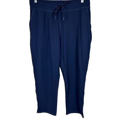 Susan Graver SG Sport Regular Knit Drawstring Pants Navy XL New