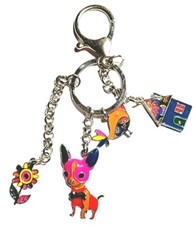 Chihuahua Keychain Multicolor Charms Dog House Bird Flower Boho Bonsny Design