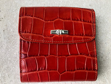 Longchamp Le Roseau Portemonnaie Leder Krokoprägung hummerfarben Geldbörse