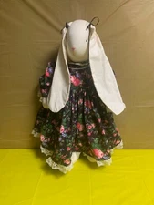Handcrafted Bunny W/ floppy ears and Flowered Dress - 24 inch Vintage