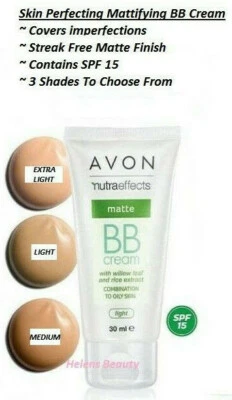 AVON NUTRA EFFECTS ~ MATTE BB CREAM 30ml ~ WITH SPF15 ~ 3 SHADES TO CHOOSE FROM