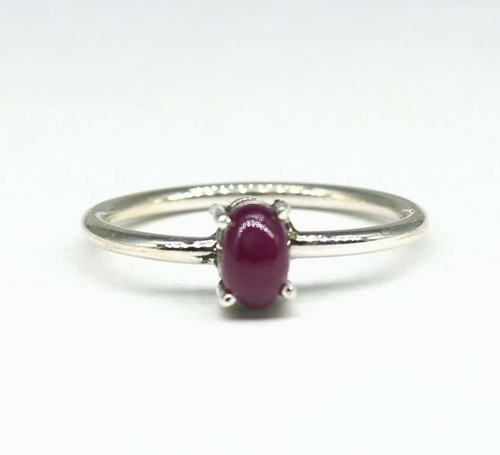 925 Argent Naturel Pierre de Lune Forme Ronde Neuf Anneaux Cabochon