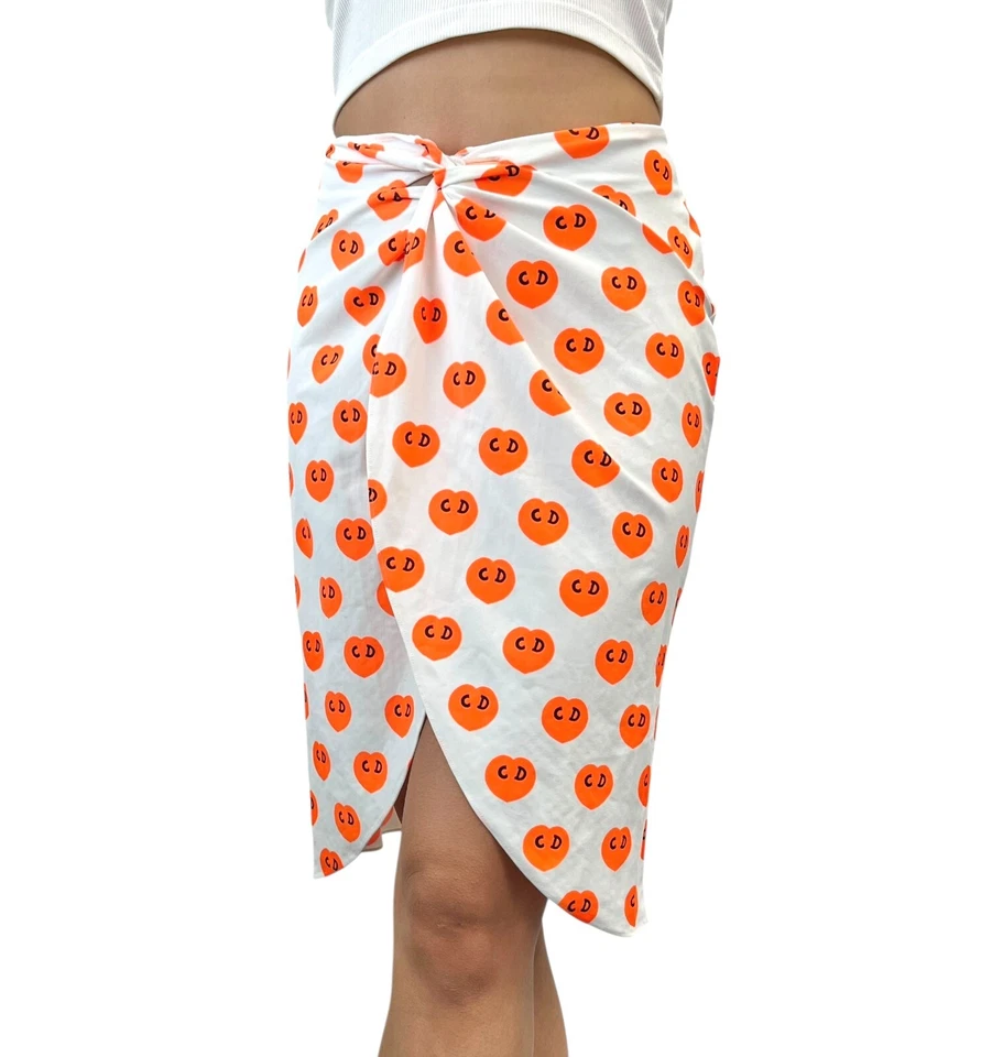 Christian Dior Vintage 2002 CD Corazón Logo Falda Envoltura Paleo Traje de Baño #38 Naranja Foto 2 de 4