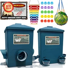 Automatic Chicken Feeder & Waterer Set No Waste 3 Gal/16 lb Coop Accessories