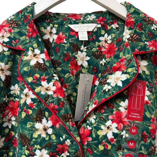 Charter Club Christmas Pajamas Set Medium Flannel Holiday Floral PJs NWT - Picture 2 of 15