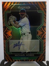 2022 Panini Prizm Draft Picks Michael Hobbs Auto /25 Dodgers Tiger Stripe SP RC