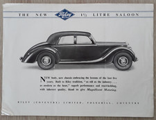 Riley 1 1/2 Litre Saloon Brochure / Leaflet c.1949