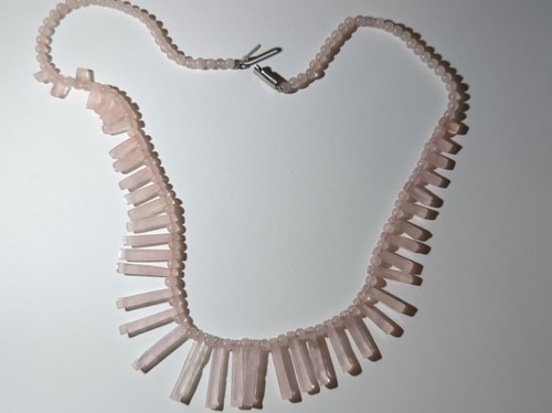 Vintage Pale Pink Glass Beaded Necklace - Picture 6 of 7