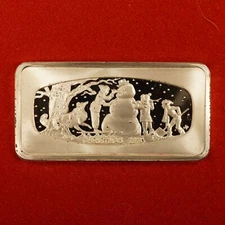 The Franklin Mint 1974 Christmas Ingot, 500 Grains Sterling Silver -Free Ship US