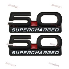 2x 5.0l V8 5.0 Supercharged Emblem 3d Metal Badge Black Red White 2x 5.0l V8 5.0 Supercharged Emblem 3d Metal Badge Black Red White