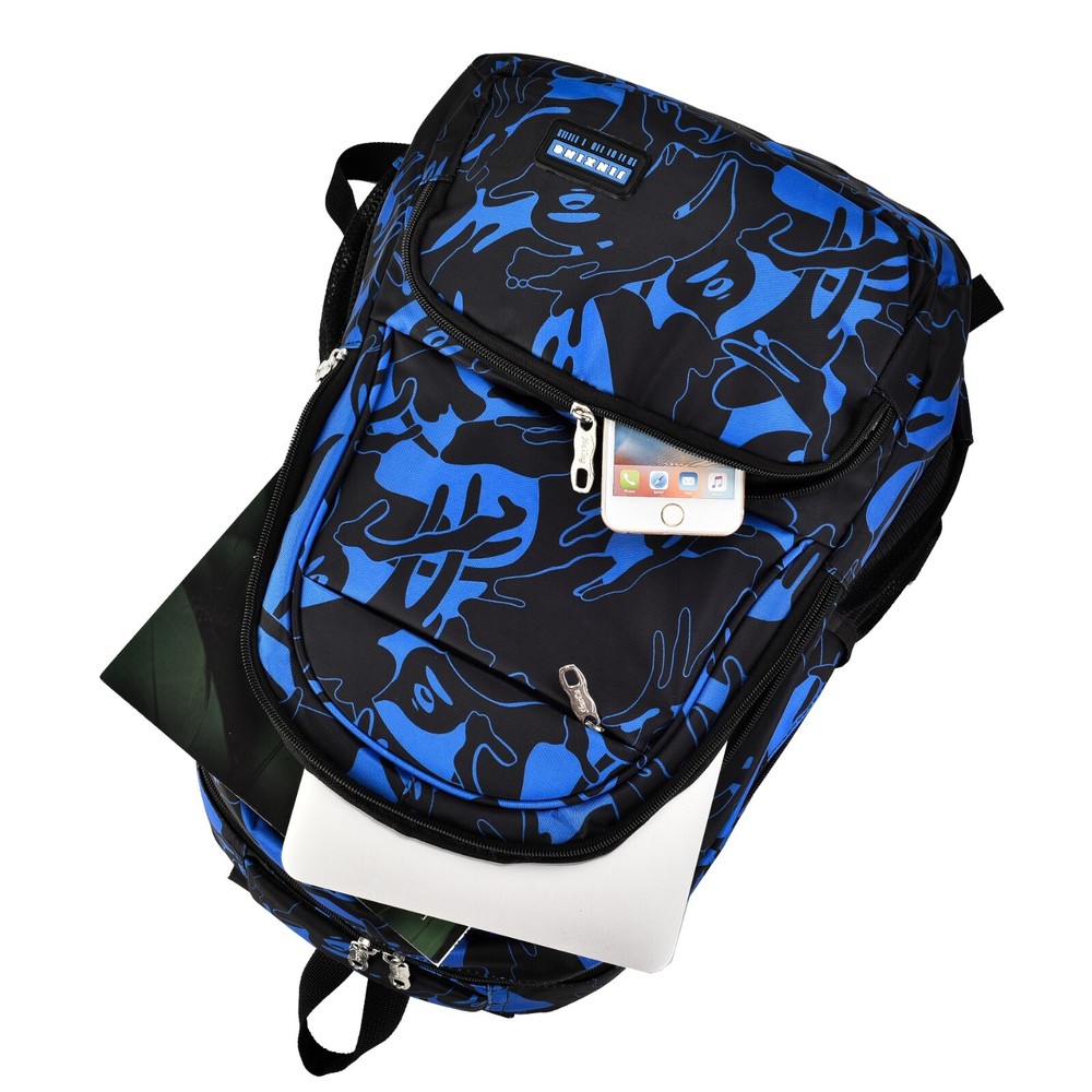 Backpack for School/Travel and Work with Padded Comfort, Blue and Black