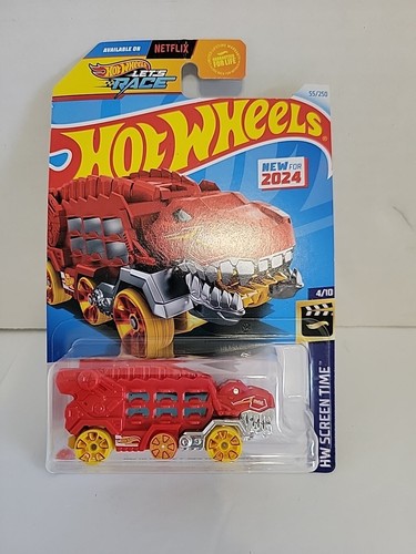 Hot Wheels 2024 Let's Race Red HW Ultimate T-Rex Transporter # 55/250 HW Screen