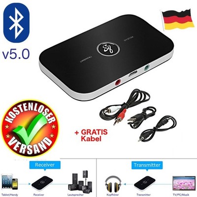 Bluetooth 5.0 Transmitter Empfänger Sender 2in1 Aux Audio Adapter TV Kopfhörer