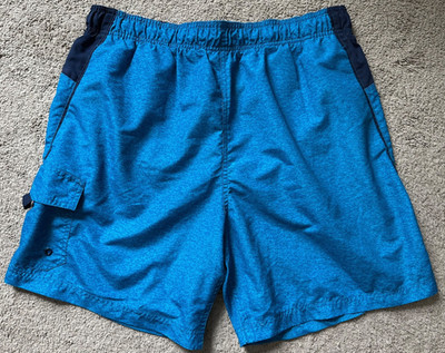Men's Large Laguna Originals Aqua Blue 3 Pocket Drawstring Swim Trunks 7'' Inseam
