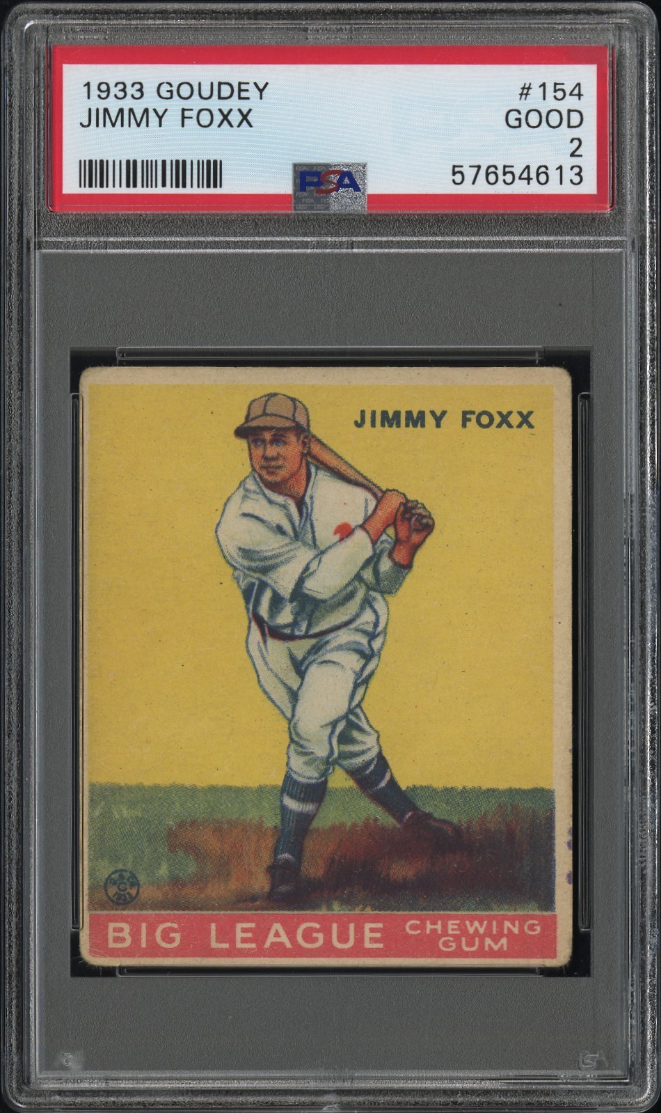 1933 Goudey Big League Chewing Gum - R319 Jimmie Foxx #29 (RC) PSA 2