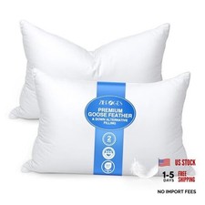 Feather Pillows - Goose Down Hotel Bed Pillow for Sleeping, Queen Size Set of 2