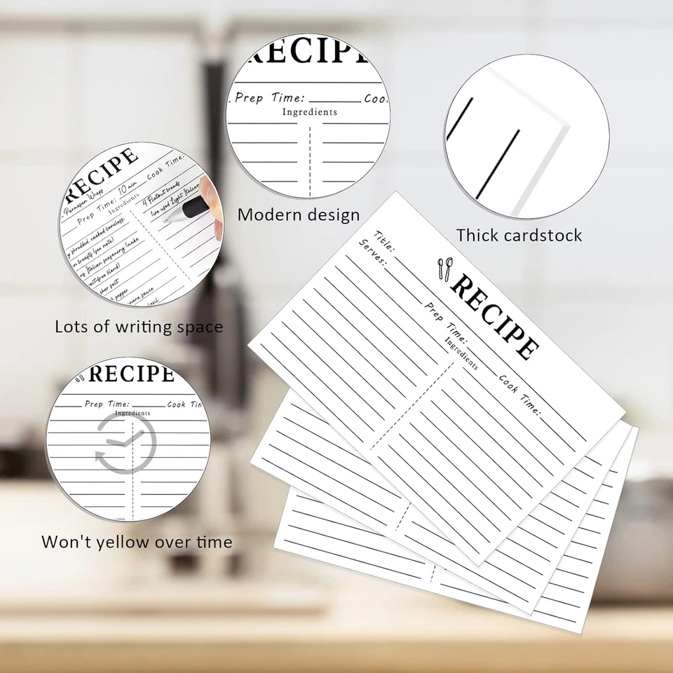 70 tarjetas de recetas 4x6 blancas, doble cara, en blanco para despedida de soltera y boda Foto 4 de 4