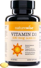 NatureWise Vitamin D3 4000iu, 200-Day Supply, Non-GMO, Gluten-Free, 200 Softgels