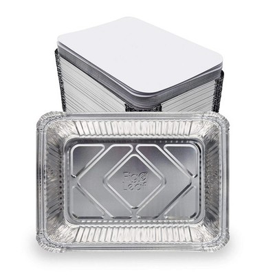 (120 Pack) Premium 2.5-LB Takeout Pans with Lids - 8.6'' x 6.1'' x 2'' l Heavy D...