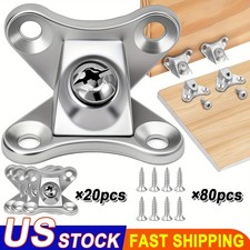 100PACK-Shaped Bracket Corner Brace Silver Stainless Steel Right Angle w/ Screws