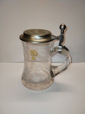 Glas Bierkrug mit Zinndeckel 0,5 Liter Humpen Glaskrug  