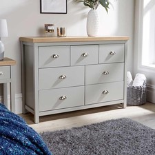 7 Drawer Chest of Drawers Storage Metal Cup Handles Avon Two Tone 36mm Oak Top