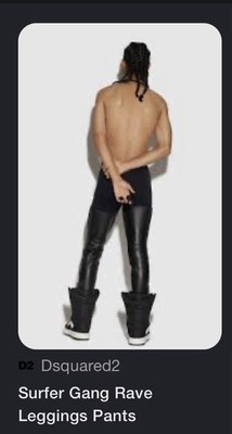 DSQUARED²RUNWAY Black Leather-Panel Leggings Sz 48IT (32US)