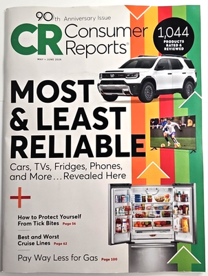 #ad Consumer Reports 2026 M J 90th ANNIVERSARY ISSUE Most amp; Least Reliable 1044 Rev $9.93