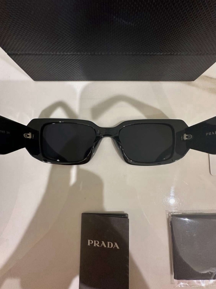 PRADA PR 17WS 1AB07Z 49 Women's Rectangle Sunglasses - Black