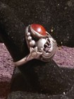 VTG Niels Erik Denmark STERLING SILVER Amber MODERNIST KOI FISH STAR Ring 7.75 — photo 4