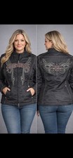 Harley Davidson women&rsquo;s jacket embroidered wings elbow pads pink