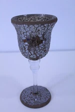 Tempered Glass Goblet Stemware Brown Coloring 7 7/8" tall