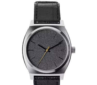 Nixon F1226 Men's Black / Silver Leather Strap The Time Teller