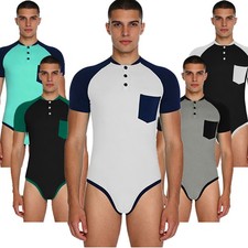 Men Bodysuit Sports Jumpsuit Workout Unitard Gym Leotard Performance One-Piece