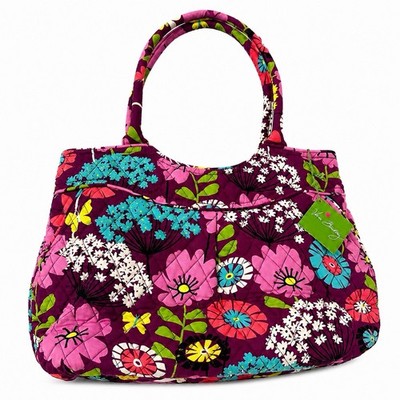 Vera Bradley Pleated Shoulder Bag Flutterby Floral Purple NWT