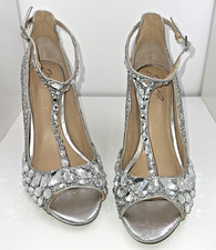 Jewel Badgley Mischka Studded Rhinestone High Heels Pumps HOCO Prom Wedding Sz 8