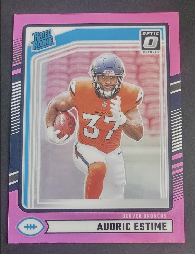 2024 Panini Donruss Audric Estime Rated Rookie Pink Prizm Optic Preview RC #335