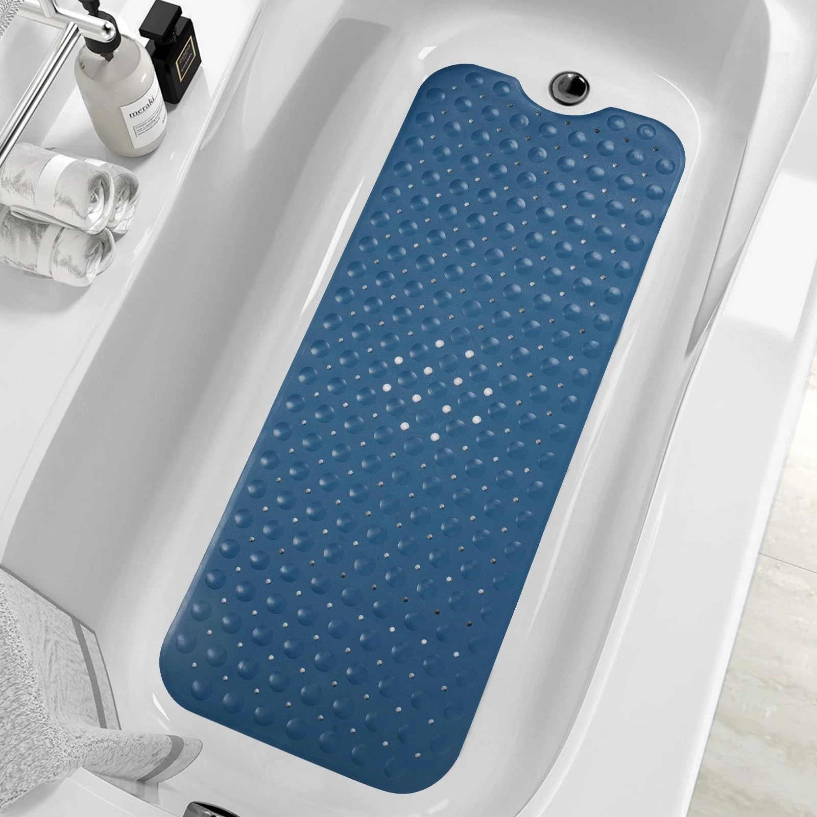 ZHICHENG Bath Tub and Shower Mats, Non-Slip 39 39" x 16" (Rectangular), Blue