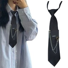 Stylish Chain Decors Tie Adjustable Neck Tie for Special Uniform Theme Occasion
