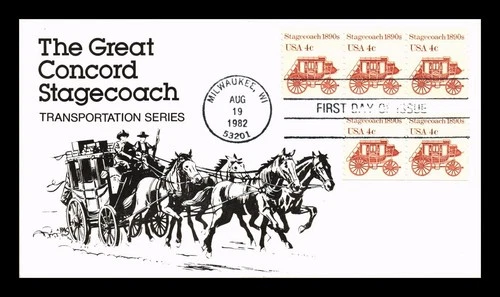 US COVER FIRST DAY OF ISSUE TRANSPORTATION SERIES 1890S STAGECOACH