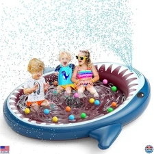 Jasonwell 71-Inch Inflatable Kiddie Pool & Sprinkler - 3-in-1 Shark Ball Pit