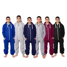 Unisex Kids Plain Cozy Fleece 1Onesie Pyjama set Jumpsuit  All in One Sleepwear