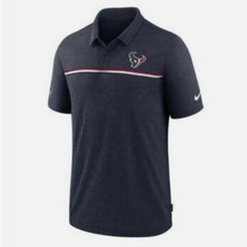 Houston Texans Nike Polo Shirt Mens Large Blue Striped Dri Fit NFL