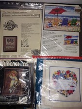Lot of 4 Vintage Needlecraft Kits - Dimensions Crewel, Needlepoint, Sampler OPEN