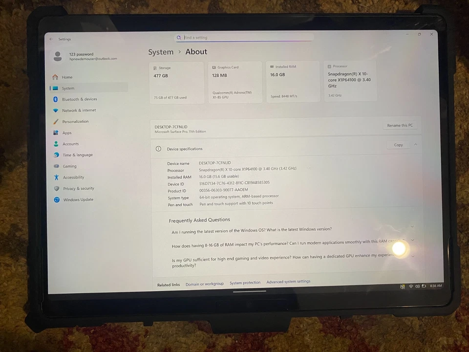 Microsoft Laptop Surface Pro 11th Edition 13" Snapdragon X Elite, 512GB, 16GB - Image 4 of 4