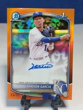 Darison Garcia 2025 Bowman Chrome 1st True Orange Auto # /25 SSP •  KC Royals