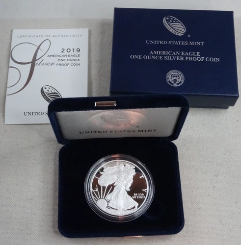 2019-S Proof American Silver Eagle Dollar $1 Box & COA US Mint Bullion OGP